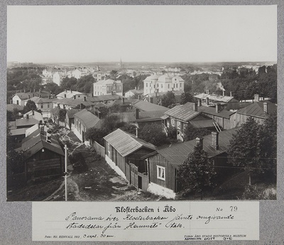 Luostarinmäki; sarjasta Klosterbacken i Åbo nro 79; panoraama "Hemmet"in katolta  duplicate photo
