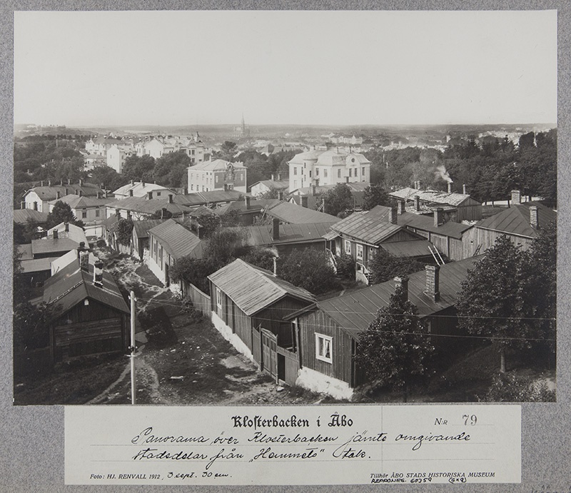 Luostarinmäki; sarjasta Klosterbacken i Åbo nro 79; panoraama "Hemmet"in katolta
