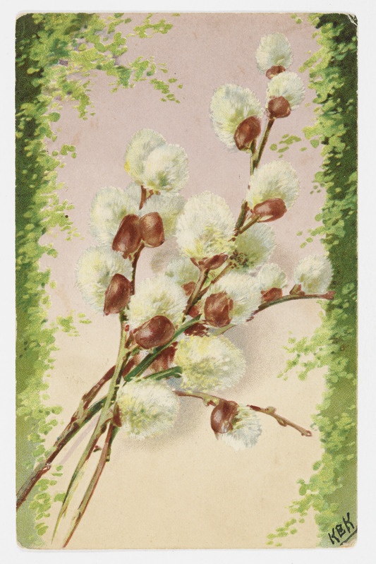 Lihavõttekaart pajuokstega