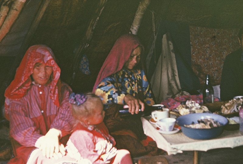 Handid püstkojas söögilaua juures. Jamali Neenetsi rahvusringkond Šurõškarõ rajoon Sõnja külanõukogu Ovgorti küla.
Foto  1976.