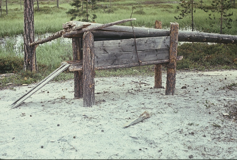 Handi püünis, püütakse rebaseid, polaarrebaseid ja kärpe. 
Handi-Mansi autonoomne ringkond Berjozovo rajoon Kazõmi külanõukogu.
Foto 1984.