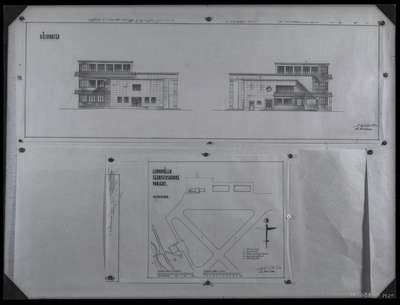 Tallinna lennuvälja teenistushoonete projekt, hoone külgvaated.  duplicate photo