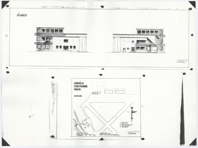 Tallinna lennuvälja teenistushoonete projekt, hoone külgvaated.  duplicate photo