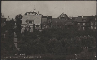 fotopostkaart, Viljandi, Trepimägi, 2 villat, Roosi tn villa, veetorni ehitus, 1911, foto J. Riet  duplicate photo