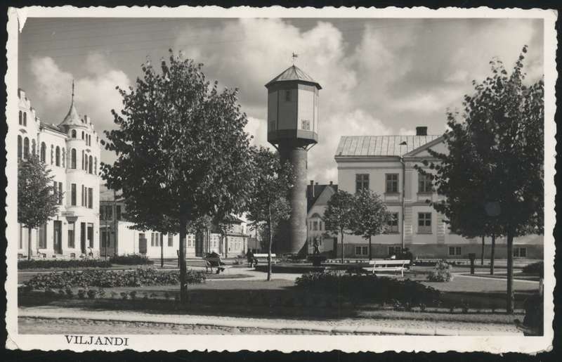 fotopostkaart, Viljandi, Laidoneri plats, veetorn, u 1937
