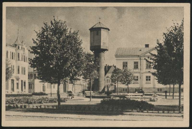 trükipostkaart, Viljandi, Laidoneri plats, veetorn, u 1937, ateljee Heino Tammet (Tallinn)