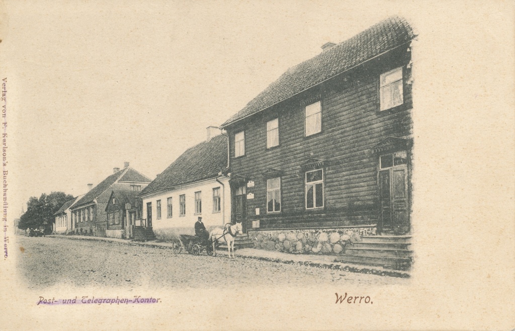 Trükipostkaart. Võru. Vaade Jüri tänavale Liiva ja Kesktänava vahemikus.