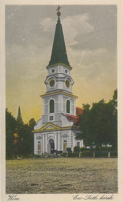 Värviline trükipostkaart. Võru evangeelne luteriusu kirik.  duplicate photo