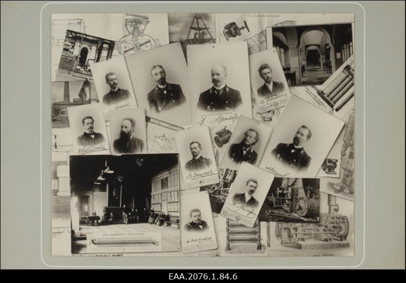 Nikolai I nimelise tsiviilinseneride instituudiga seotud isikute portreefotod ja joonised. Fotomontaaž