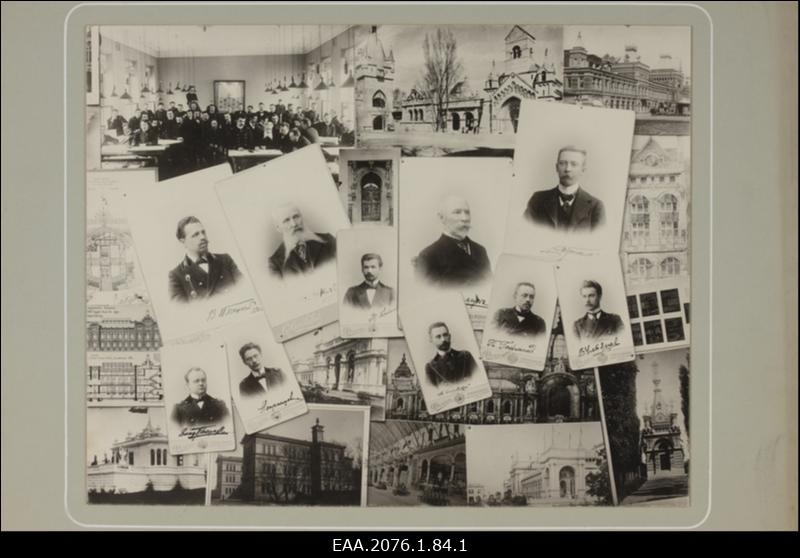 Nikolai I nimelise tsiviilinseneride instituudiga seotud isikute portree- ja grupifotod, joonised ning fotod rajatistest ja hoonetest. Fotomontaaž