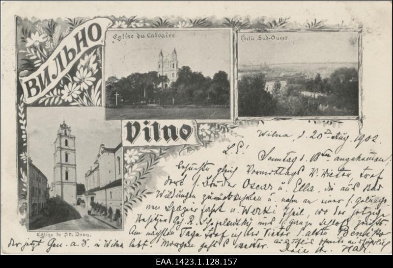 Erinevad Vilniuse linnavaated, fotomontaaž ja -postkaart