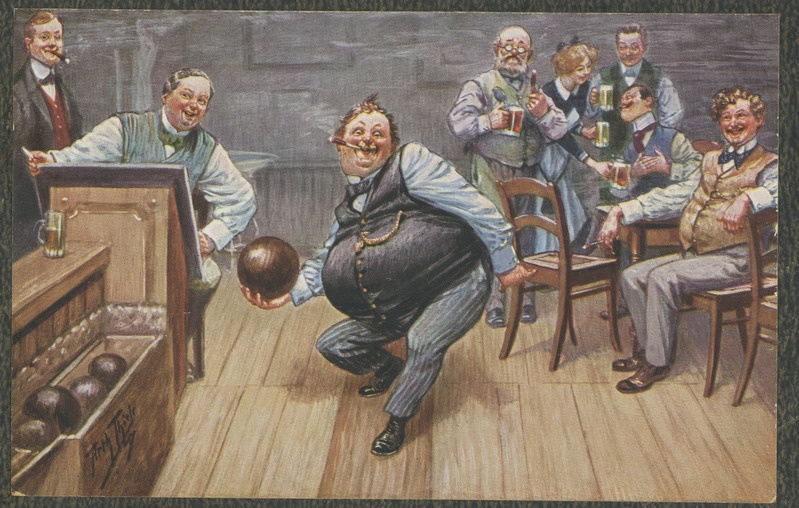 Mustpeade Vennaskonna juures asuva veeremänguklubi liikmetest karikatuure