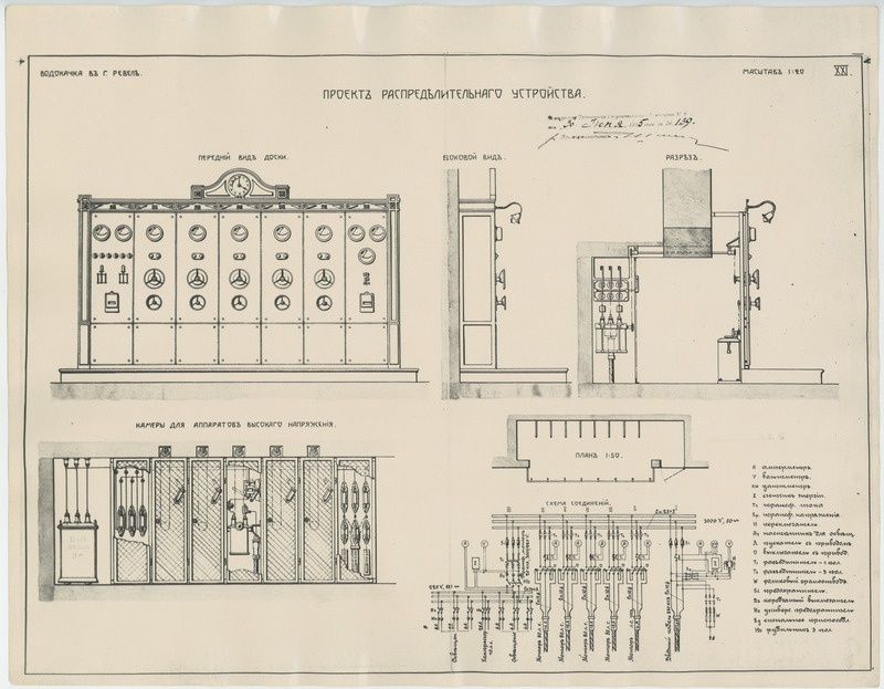 Tallinna veepumba jaotus-seadmestiku projekt 1915. aastast.