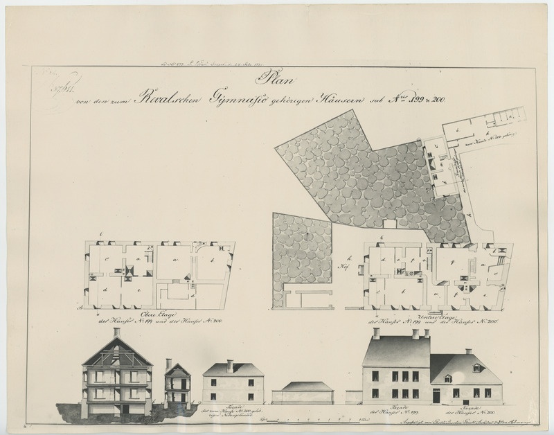 Tallinna gümnaasiumi juurde kuuluvate majade nr. 199 ja 200 plaan.