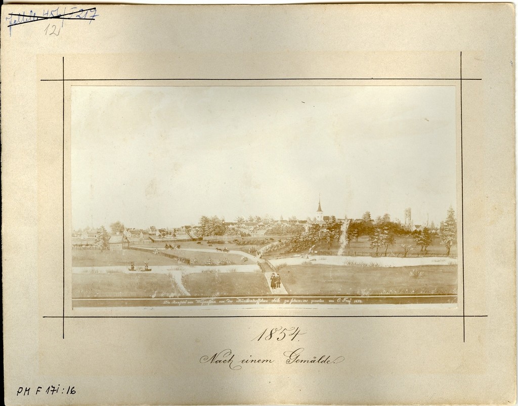 foto joonisest, Paide vaade Mündi poolt 1854.a.