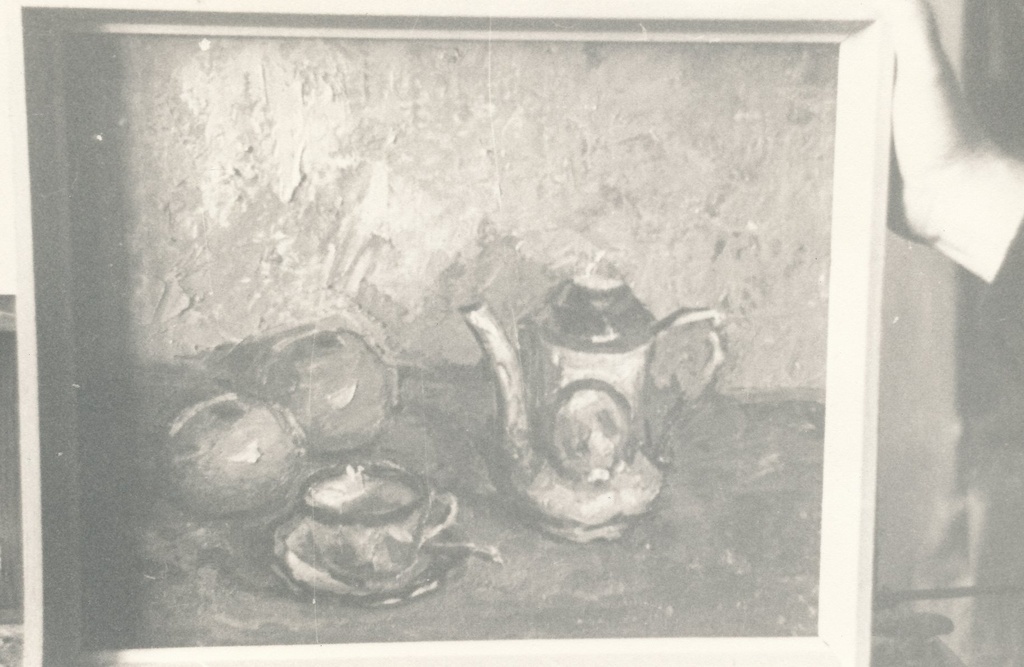 Foto. Kunstnik Ernst Hallopi õlimaal "Natüürmort"