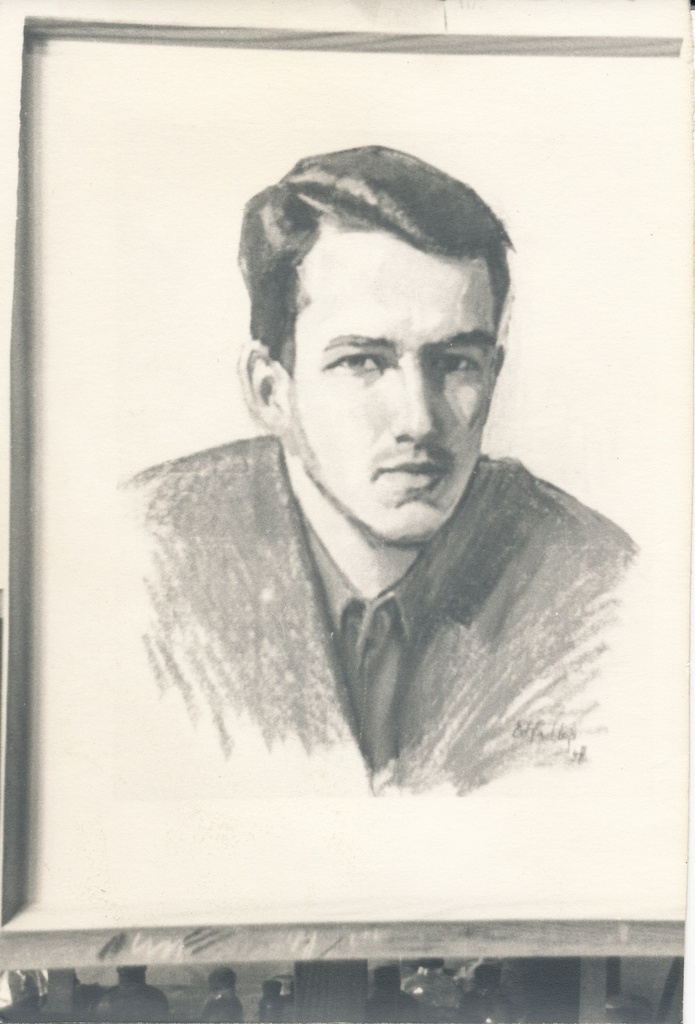 Foto. Kunstnik Ernst Hallopi patellmaal "Noormehe portree", 1957