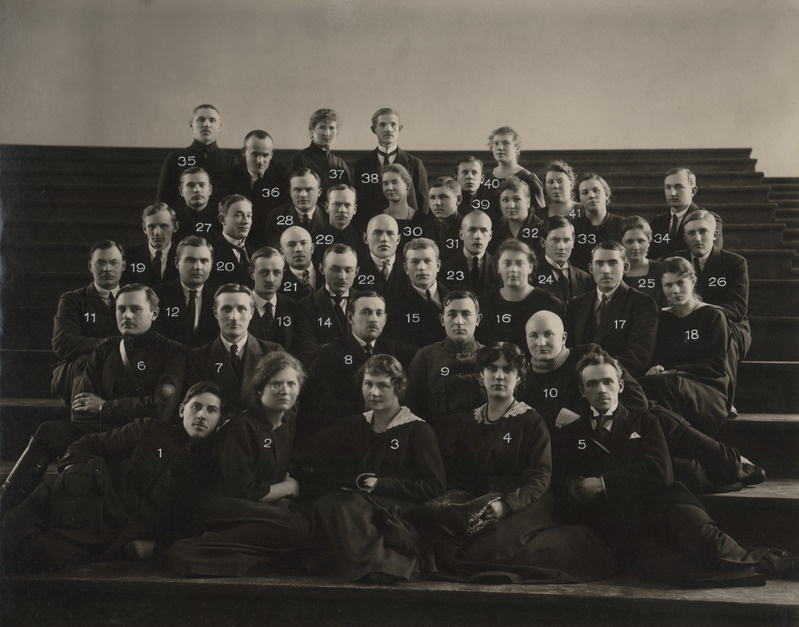 Põllumajandusteaduskonna üliõpilased ühes Metsa osakonnaga 1921. a.