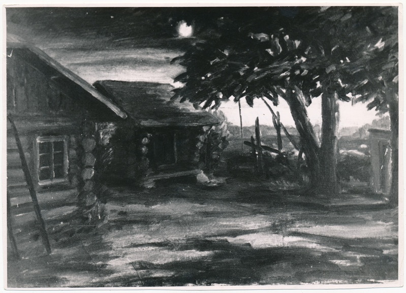 Voldemar Mölderi dekoratsioonikavand lavastusele Kirves ja kuu