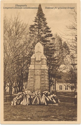 Postkaart. Haapsalu Vabadussõja monument. 1928.  duplicate photo