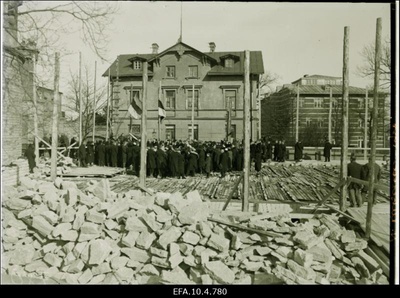 Tallinna Naiskutsekooli uue hoone nurgakivi panek.  similar photo