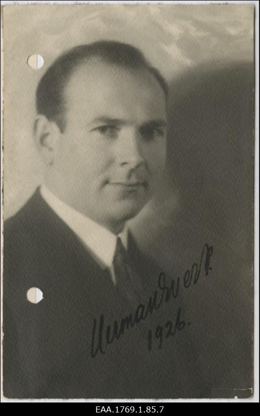 Üliõpilasseltsi "Liivika" liige, majandusteadlane Herman Evert, portreefoto