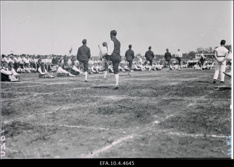 Rahvatantsijad esitamas meeste pulgatantsu.