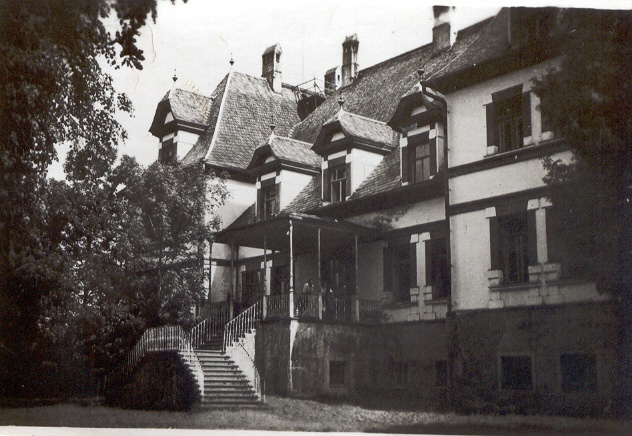 Foto. Mooste MTK hoone endises Mooste mõisa lossis,  külgmine trepp.