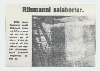 August Riismanni salakorter Tallinnas Suur-Tartu mnt 70 a, toiduainete kaupluse keldris