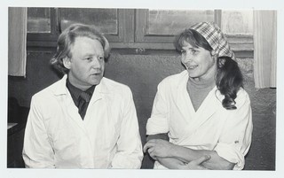 Kodila sovhoosi parteisekretär Tõnis Tõnisson ja lüpsja  Asta Küket