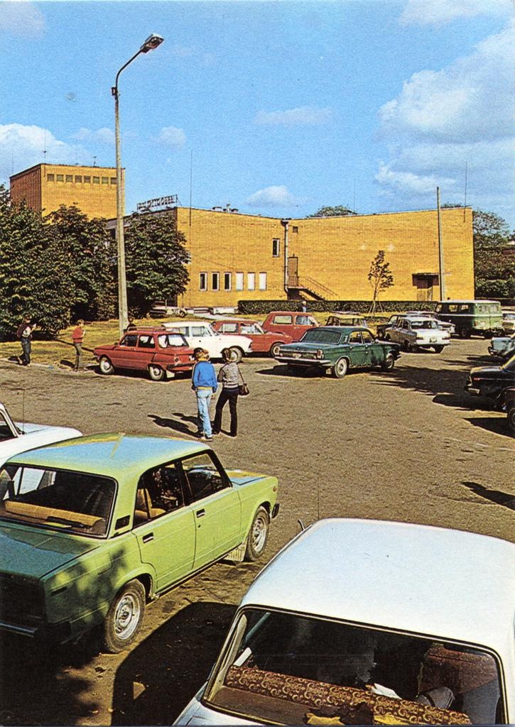 Kuressaare city center, view of the cinema and parking lot