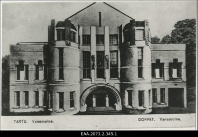 1906.a. ehitatud ja II maailmasõjas hävinud Tartu teatri "Vanemuine" hoone.  duplicate photo
