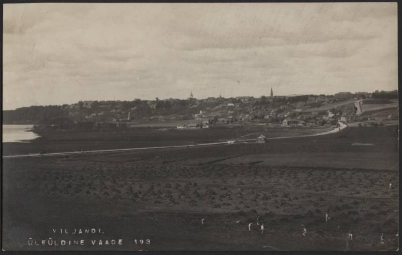 fotopostkaart, Viljandi, linn, järv, Tartu mnt, u 1905, foto J. Riet