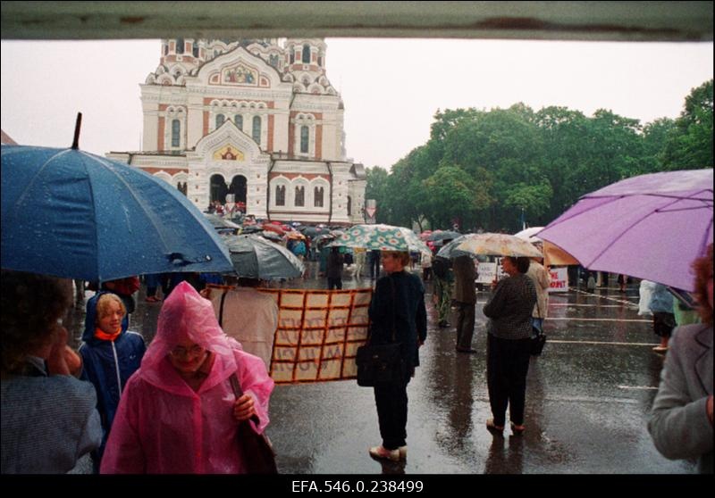 Elektrijaamade erastamise vastu organiseeritud pikett Toompeal.