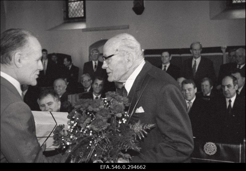 Eesti maadleja ja olümpiavõitja Johannes Kotkase 80. juubeli tähistamine Raekoja saalis.