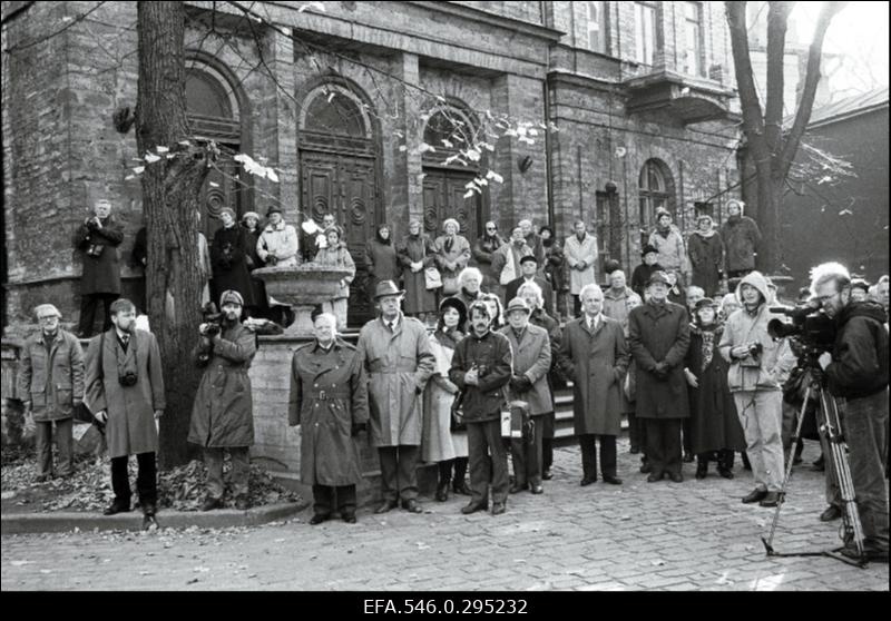 Eesti Vabadussõjas võidelnud Balti rügemendi sakslastest võitlejatele pühendatud monumendi (Kohtu 6) pidulik avamine.