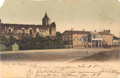 Postkaart. Turuplats ja hotell St. Peterburg. 1904. Värviline.  duplicate photo