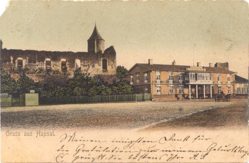 Postkaart. Turuplats ja hotell St. Peterburg. 1904. Värviline.