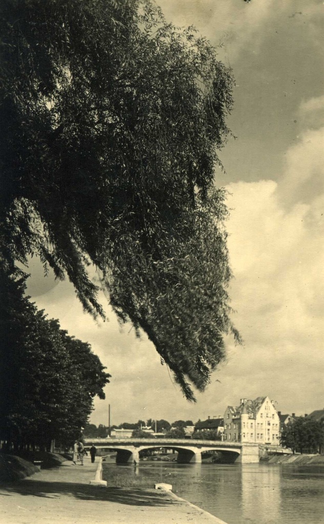 Emajõe paremkallas, Vabaduse sild. Taga Vene t juugendstiilis maja.  Tartu, 1936.