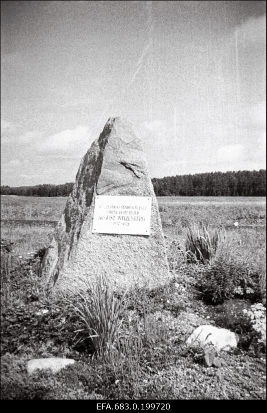 Mälestuskivi kujur August Weizenbergi sünnimaja asukohas Kanepis.