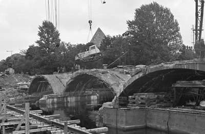 Vana silla lammutamine Pirita jõel.  similar photo