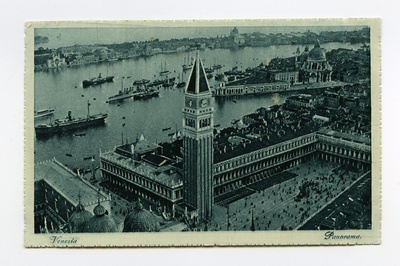 Postkaart. Itaalia. Veneetsia.
Veneetsia panoraam: esiplaanil Kellatorn koos lähiümbrusega  duplicate photo