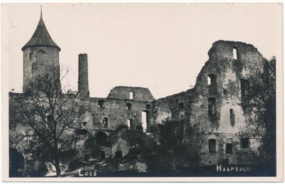 Foto. Haapsalu lossi varemed ca 1920-1930. Fotogr. J. Grünthal.  duplicate photo