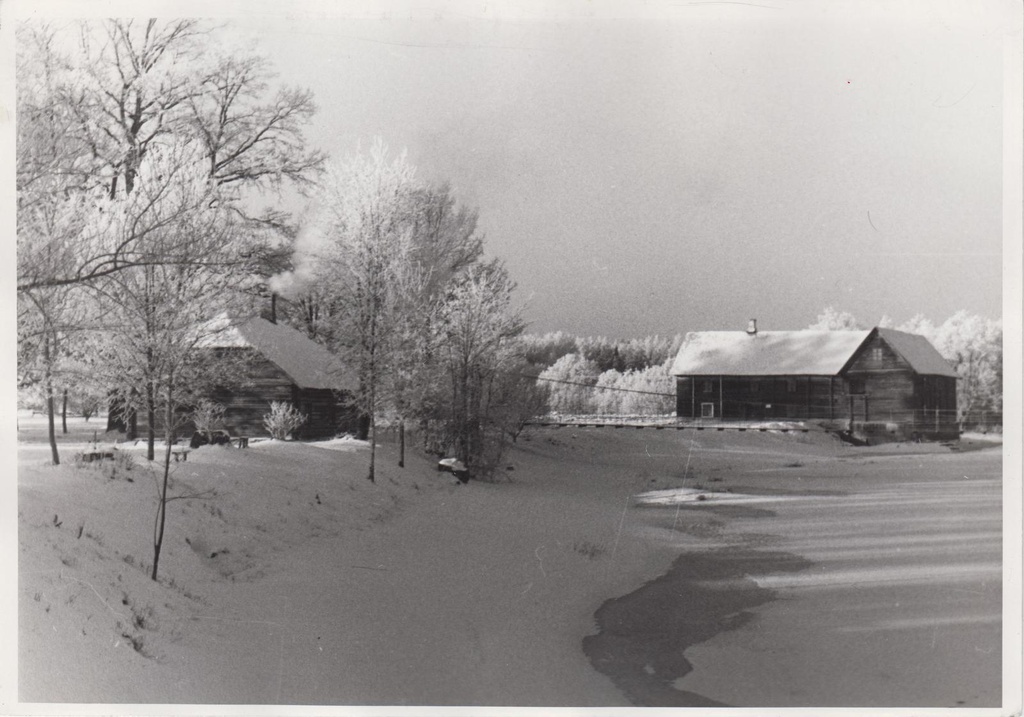 Kurgja-Linnutaja. Kurgja saun ja veski Pärnu jõe kaldal. Vaade idast.