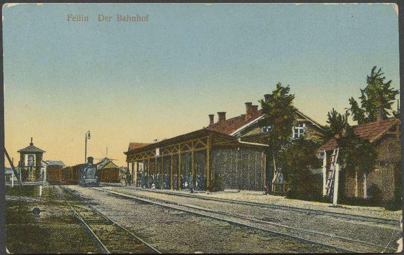 trükipostkaart, Viljandi, raudteejaam, koloreeritud, u 1910, Verlag von E. Ring