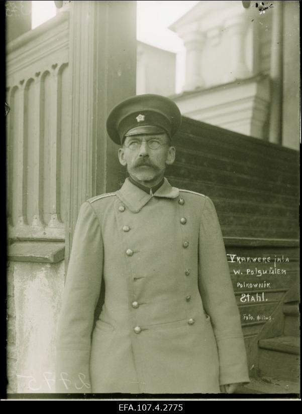 Vabadussõda. 5.Jalaväepolgu majandusülem alampolkovnik Johan (Juhan) Stahl.