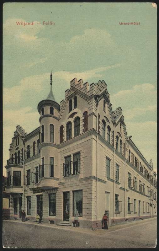 trükipostkaart, Viljandi, Grand Hotel, koloreeritud, 1910, kirjastus H. Leoke (Wiljandi)
