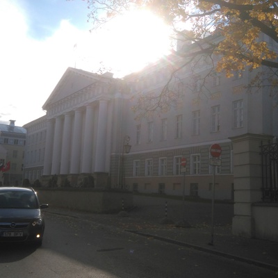 Tartu, view of the Facade of the University. rephoto