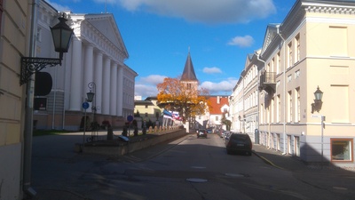 Tartu, the façade of the main building of the university. rephoto