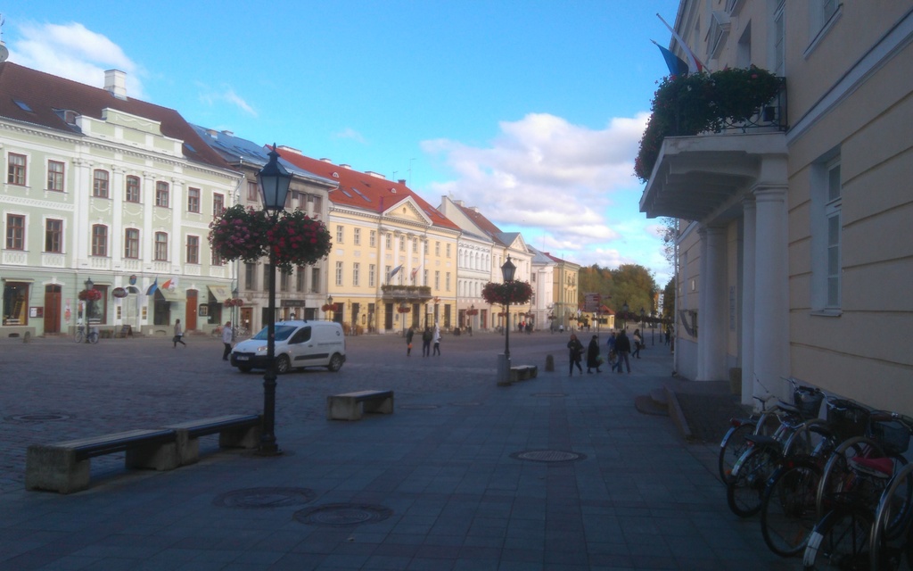 Tartu Raekoja square from the end of the University Street rephoto
